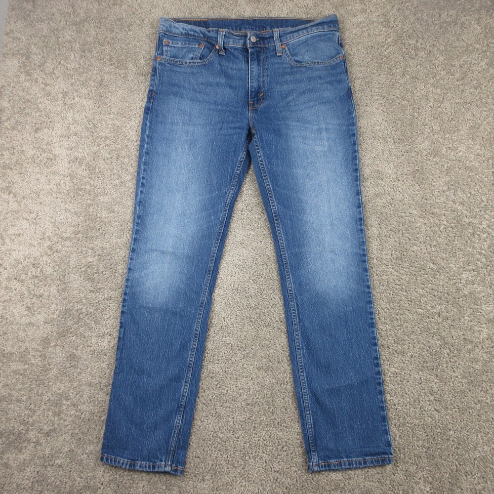 Levis Jeans Mens 34x32 Blue 511 Slim Straight Faded Whisker Stretch Denim Pants